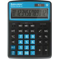 Настольный калькулятор BRAUBERG EXTRA COLOR-12-BKBU 206x155мм, 12 разрядов, черно-голубой 250476