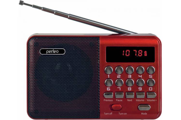 Радиоприемник цифровой Perfeo PALM красный 30012773
