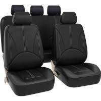 Чехлы для автомобильных сидений KRAFT ELITE универсальные, экокожа, черные/белая строчка KT 835630