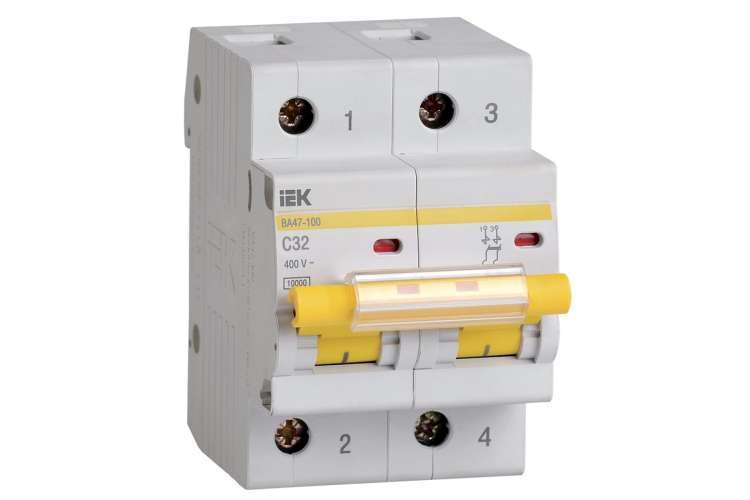 Автоматический выключатель IEK ВА 47-100, 2Р, 32А, 10 кА, х-ка С MVA40-2-032-C