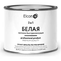 Быстросохнущая грунт-эмаль по металлу Elcon (3 в 1 по ржавчине; матовая; белая; 0,4 кг) 00-00462640