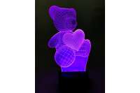 Светодиодный ночник CADENA голограмма Мишка, 7 цветов, 3DBear