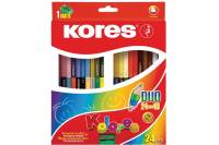 Трехгранные двусторонние цветные карандаши Kores 48 цветов 24 шт, с точилкой 93224 128907
