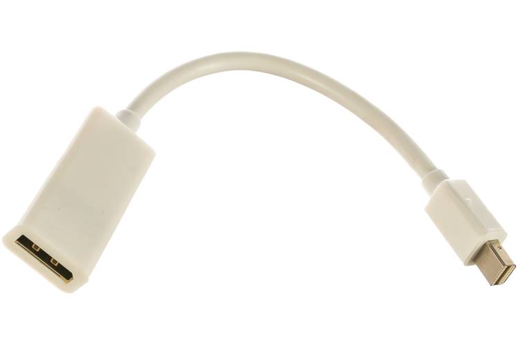 Переходник Cablexpert, miniDisplayPort - DisplayPort, 20M/20F, длина 16 см, белый, A-mDPM-DPF-001-W