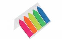 Блок-закладки с липким краем Calligrata Стрелки пластик, 20 листов, 5 цветов, флуоресцентный, 12х45 мм 5491857