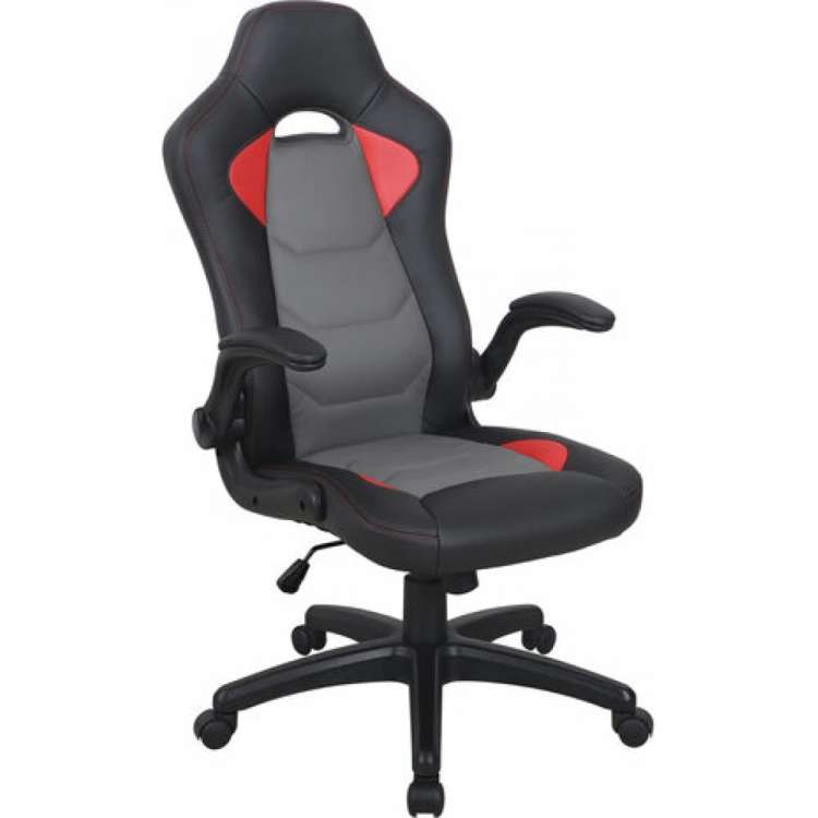 Компьютерное кресло BRABIX Skill GM-005, откидные подлокотники, экокожа, черное/красное 532496