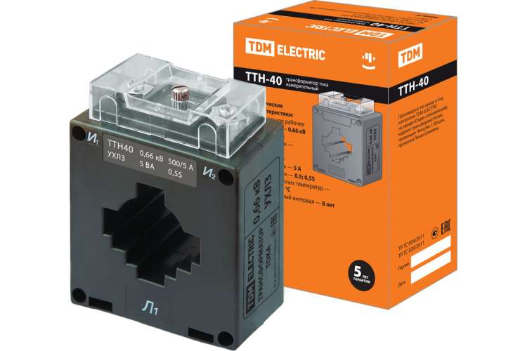 Трансформатор тока TDM ТТН 40/500/5- 5VA/0,5S-Р SQ1101-1101