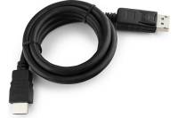 Кабель Cablexpert, DisplayPort-HDMI, 1м, 20M/19M, черный, экранированный, пакет, CC-DP-HDMI-1M