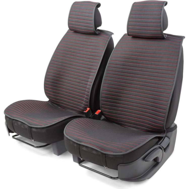 Накидки на передние сиденья CarPerformance, 2 шт. материал fiberflax /лен/ CUS-1022 BK/RD