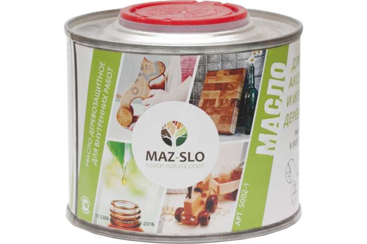 Масло для кухонных аксессуаров и игрушек из дерева MAZ-SLO цвет Эбен 0.35л 8071620