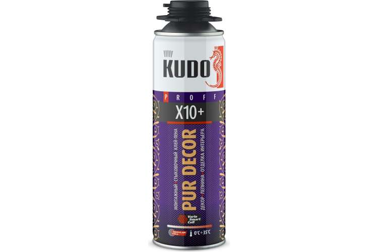 Монтажный и стыковочный клей-пена KUDO PUR DECOR Х10+ 650 мл 11601655