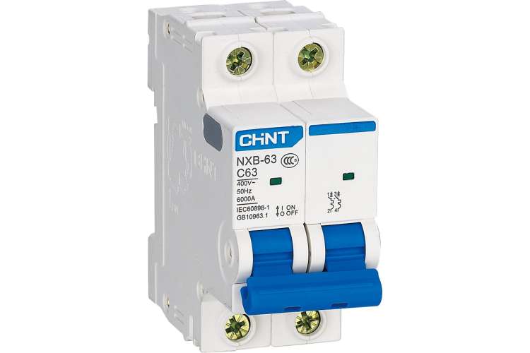 Автоматический выключатель CHINT NXB-63S 2P 16А 4.5kA характеристика C R 296788