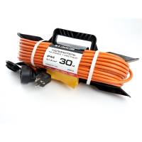 1-местный удлинитель-шнур на рамке STEKKER с заземлением HM05-01-30, 3х1,5мм2, 30м, 16А, Home, оранжевый 39633
