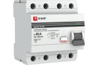 Электромеханическое селективное устройство защитного отключения EKF 4P 80А/300мА PROxima SQelcb-4-80-300S-em-pro