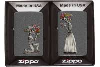 Набор из двух зажигалок Zippo Влюбленные зомби, с покрытием Iron Stone, 28987