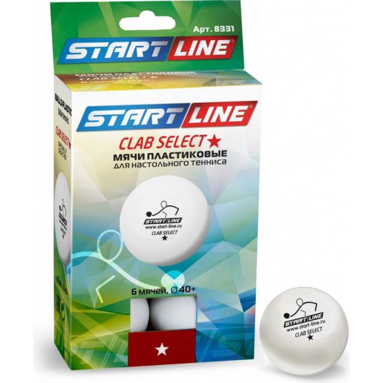 Мячи для настольного тенниса Start Line CLUB SELECT 1*, 6 мячей, белые 8331