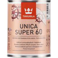 Лак TIKKURILA UNICA SUPER 60 алкидно уретановый универсальный, износостойкий, полуглянцевый 0,9л 55764040110
