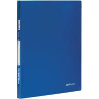 Папка BRAUBERG Стандарт с боковым металлическим прижимом, синяя, до 100 листов, 0.6мм 221629
