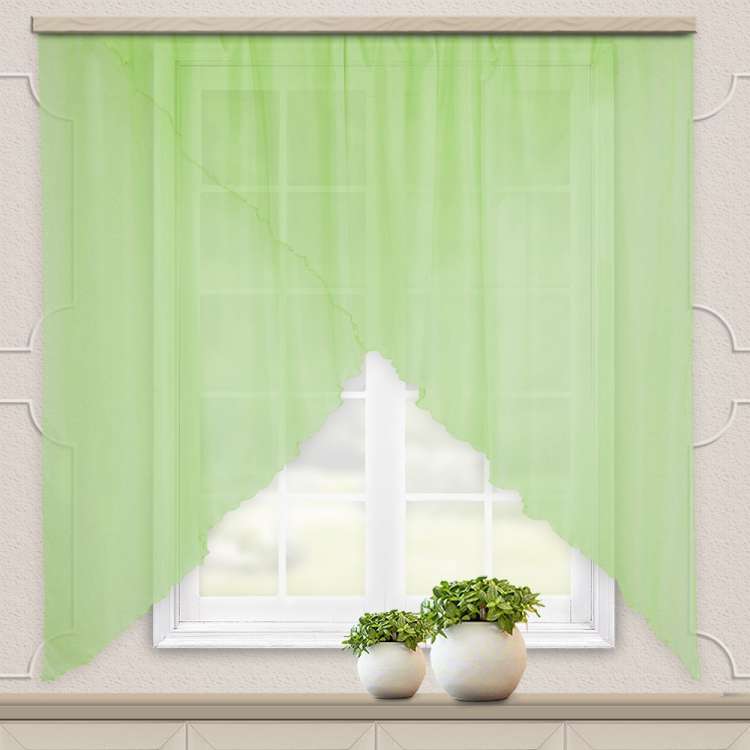Комплект штор для кухни witerra марианна, 300x160, однотонная, светло зеленый 105149