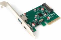 Контроллер USB в PCI-express Gembird порты: 2 внешних USB 3.1 Type-C и Type-A SPCR-02