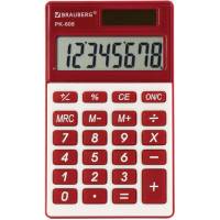 Карманный калькулятор BRAUBERG PK-608-WR 107x64 мм, 8 разрядов, двойное питание, бордовый 250521