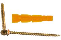 Универсальный дюбель Зубр полипропиленовый, без бортика с оцинкованным шурупом, в п/э пакете тип 6, 5x32мм, 12шт 4-301196-05-032