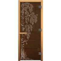 Стеклянная дверь Везувий БЕРЁЗКА бронза матовая, 190x70 см, 8 мм, 3 петли 710 CR, осина, правая Д-19191