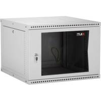 Настенный разборный шкаф TLK 19, 9U, стеклянная дверь, серый TWI-096045-R-G-GY