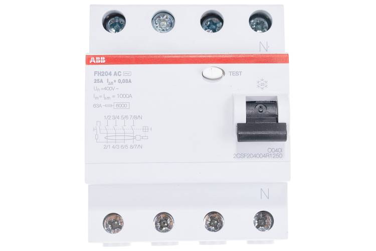 Выключатель дифференциального тока ABB 4п 25A 30mA тип AC FH204 2CSF204004R1250