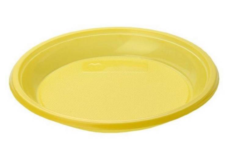Десертная пластиковая тарелка EUROHOUSE, 6 шт, d 220 мм, желтая 13492