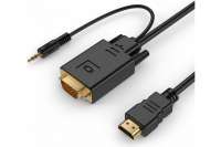 Кабель Cablexpert HDMI VGA, 19M/15M + 3.5Jack 3м черный, позолоченные разъемы A-HDMI-VGA-03-10