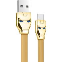 Кабель USB 2.0 Hoco в форме стального человека с подсветкой U14 AM/Type-C золотой, 1.2м, 6957531049487