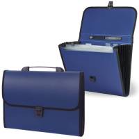 Пластиковая папка-портфель STAFF A4 7 отделений, синий, 221205