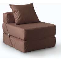 Бескаркасное кресло-кровать Mypuff Шоколад, мебельный велюр kv_427
