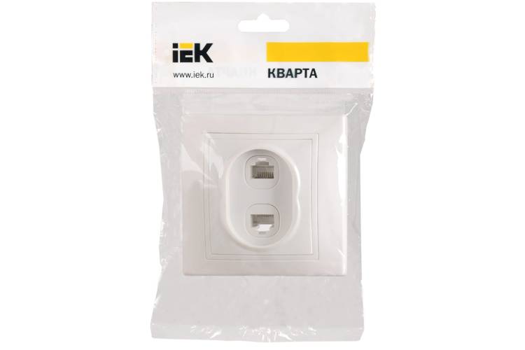 2местная компьютерная и телефонная розетка IEK КВАРТА белый EIK10-K01-DM