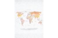 Обои Карта мира на русском языке в желто-коричневых оттенках на серой кирпичной стене Топ Фотообои флизелин, 200х270 см 09-2028-МF-2