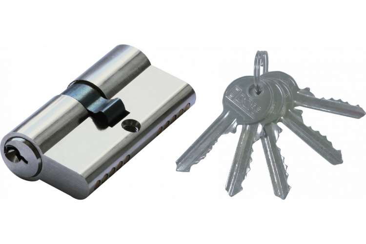 Цилиндр замка DORF ключ/ключ, английский, 5 ключей, никель, 35х45 мм 00-00005111