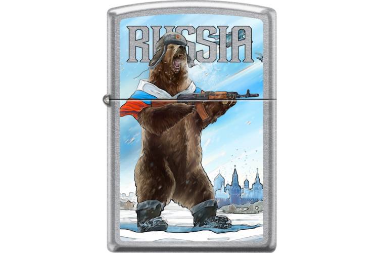 Зажигалка Zippo Русский медведь с покрытием Street Chrome 207 RUSSIAN BEAR