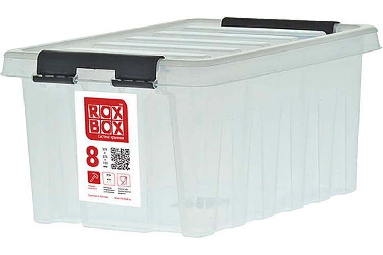 Ящик Rox Box п/п 335х220х155 мм с крышкой и клипсами прозрачный 18696