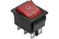 Клавишный выключатель duwi красный с подсветкой 6 контактов, 250В, 16А, ВКЛ-ВКЛ тип RWB-506, SC-767 26841 3