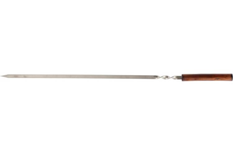 Плоский шампур с цельной деревянной рукояткой PALISAD Camping 750х12х2.5 мм, нержавеющая сталь 69675