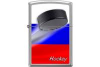 Зажигалка Zippo Российский хоккей, с покрытием Brushed Chrome, 38x13x57 мм, 200 RUSSIAN HOCKEY PUCK