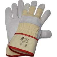 Комбинированные перчатки из кожи Nitras КРС белый, А класс, х/б 1403B-1112