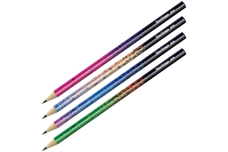 Чернографитный карандаш BERLINGO xFiles HB, круглый, заточенный, ассорти BP00870