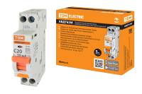 Автоматический выключатель дифференциального тока TDM 63М 2P1P+N C20 30мА 4,5кА тип АС SQ0202-0066