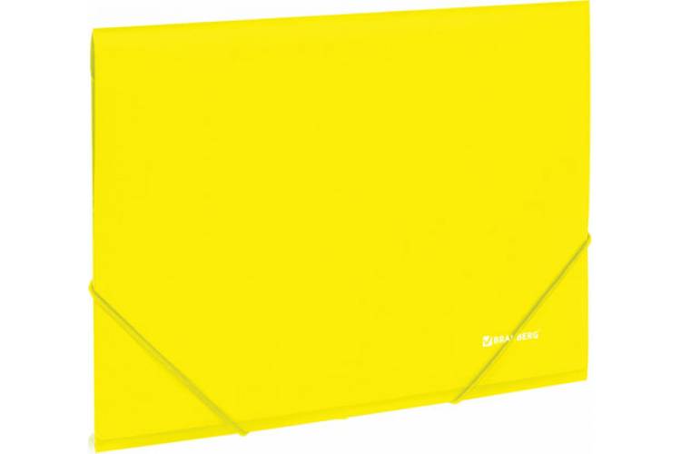 Неоновая папка BRAUBERG Neon на резинках, желтая, до 300 листов, 0.5 мм 227461