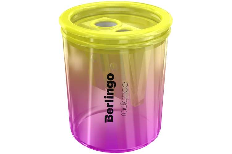 Пластиковая точилка BERLINGO Radiance с контейнером, 2 отверстия, ассорти BBp_15027