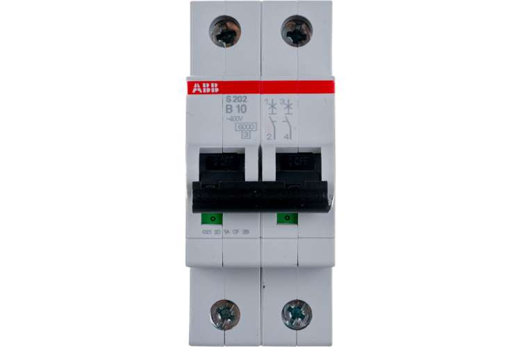 Автоматический выключатель ABB 2-полюсный S202 B10 2CDS252001R0105