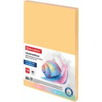 Цветная бумага BRAUBERG А4, 80г/м, 100 листов, пастель, оранжевая, для офисной техники 112448