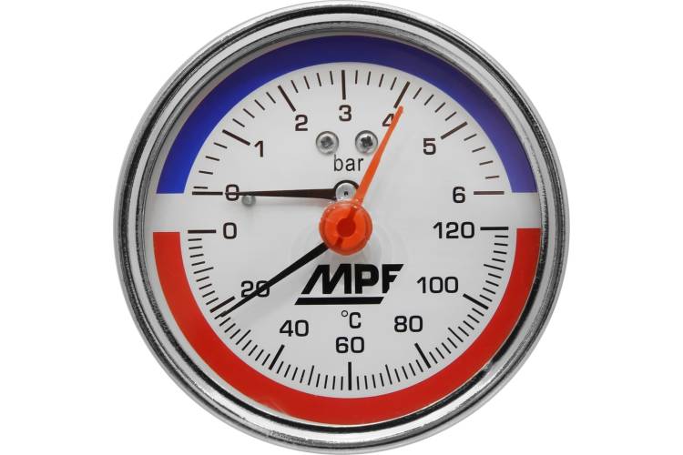 Термоманометр аксиальный MPF 6 Бар, 120 гр., 1/2" нар. резьба ИС.161748